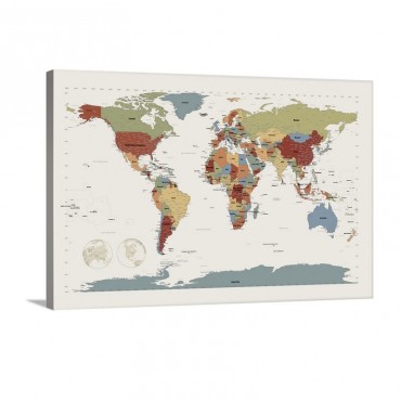 World Map In Camouflage Colors Wall Art - Canvas - Gallery Wrap