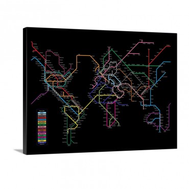 World Metro Map Wall Art - Canvas - Gallery Wrap