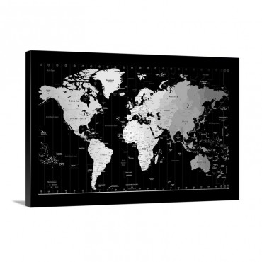 World Timezone Map Wall Art - Canvas - Gallery Wrap