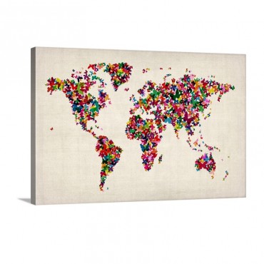 World Map Made Up Of Butterflies Wall Art - Canvas - Gallery Wrap
