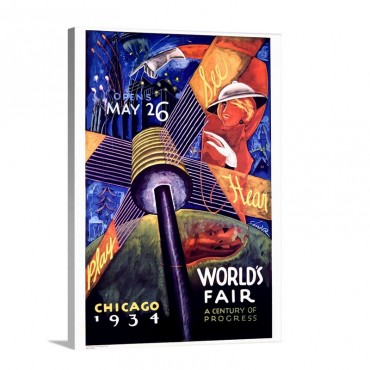 Worlds Fair Chicago 1934 Vintage Poster By Sandor Wall Art - Canvas - Gallery Wrap