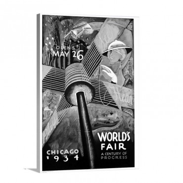 Worlds Fair Chicago 1934 Vintage Poster By Sandor Wall Art - Canvas - Gallery Wrap