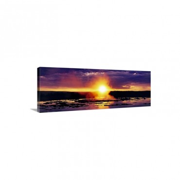 Wyoming, Yellowstone National Park Great Fountain Geyser Cloudscape Over A Landscape During Sunset Wall Art - Canvas - Gallery Wrap