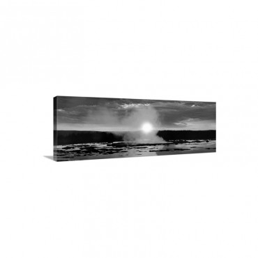 Wyoming, Yellowstone National Park Great Fountain Geyser Cloudscape Over A Landscape During Sunset Wall Art - Canvas - Gallery Wrap