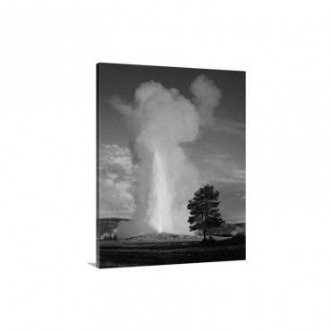 Wyoming Yellowstone National Park Old Faithful Steam And Water Erupting From Thermal Pool Wall Art - Canvas - Gallery Wrap