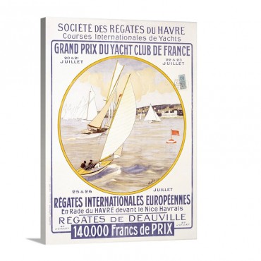 Yacht Club De France Vintage Poster Wall Art - Canvas - Gallery Wrap