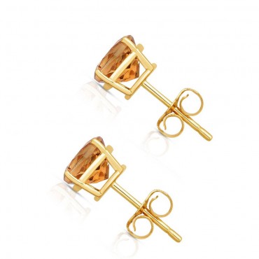 14K Yellow Gold Citrine Stud Earrings