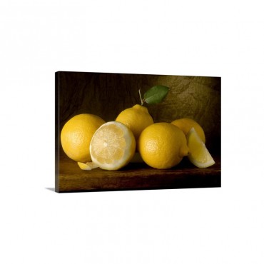Yellow Lemons On A Board Wall Art - Canvas - Gallery Wrap