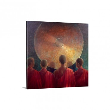 Young Monks With Gong Wall Art - Canvas - Gallery Wrap