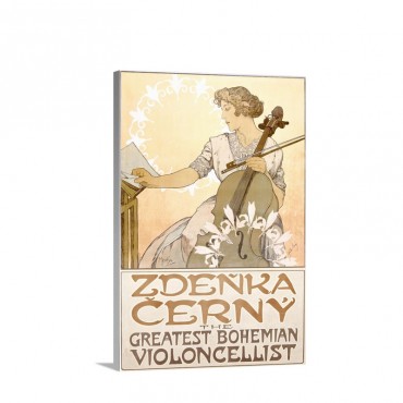 Zdenka Cerny The Greatest Bohemian Violoncellist Vintage Poster By Alphonse Mucha Wall Art - Canvas - Gallery Wrap