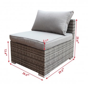Patio Combination Cushioned PE Wicker Sofa Furniture Set