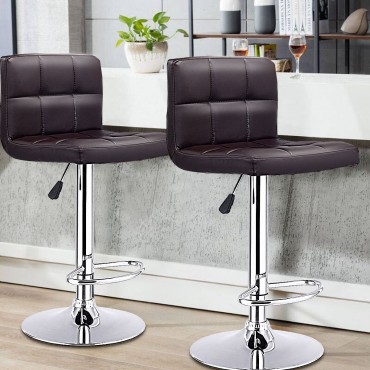 Set Оf 2 PU Leather Swivel Bar Stools Pub Chairs