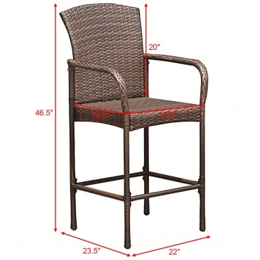 Set Of Two Outdoor Rattan Wicker Bar Chairs