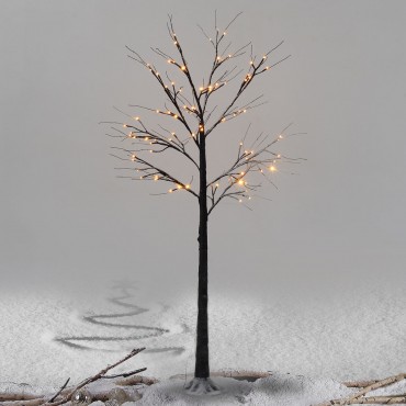 Christmas Xmas Brown Birch Snow Tree W / LED Lights
