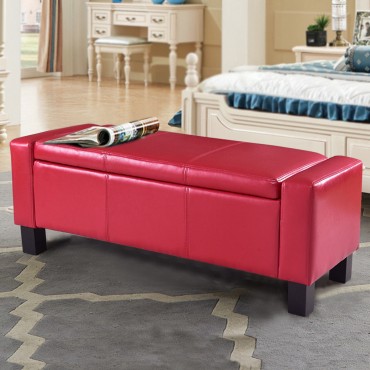PU Leather Storage Chest Footstool Ottoman
