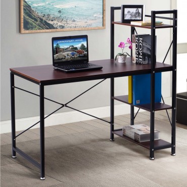 4 Tier Storage Shelves Computer Desk