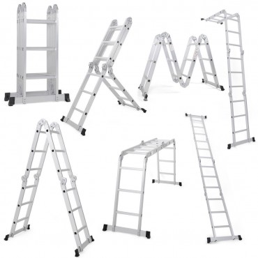 12.5FT EN131 Multi Purpose Step Aluminum Folding Scaffold Ladder