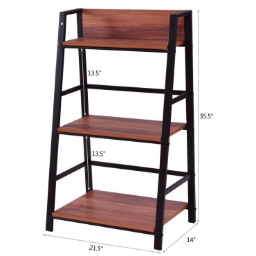 3-Tier Home Office Ladder Shelf Bookshelf Plant Display Stand Storage Shelves