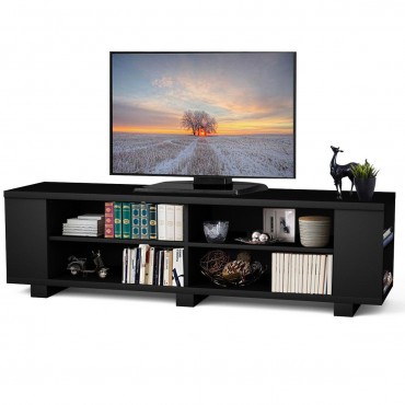 59 In. Console Storage Entertainment Media Wood TV Stand
