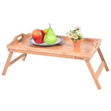 Portable Bamboo Breakfast Bed Tray W / Handle