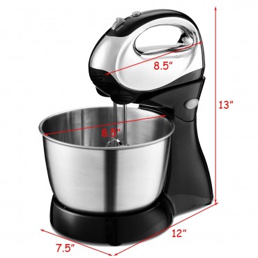 200W 5-Speed Stand Mixer With Dough Hooks Beaters