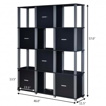 4-Tier Storage Shelf Display Bookcase With 6 Doors