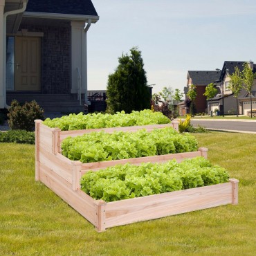 3 Tier Elevated Wooden Vegetable Garden Bed