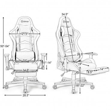 Massage Gaming Chair With Lumbar Support And Footrest