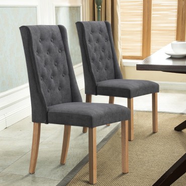 Set Of 2 Fabric Dining Chairs Armless Accent Chair