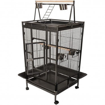Black Bird Cage with Large Play Top