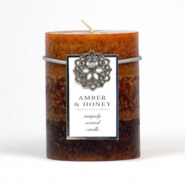 Amber and Honey Pillar Candle 3X4