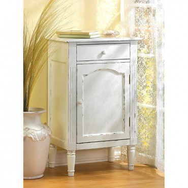 Antiqued White Wood Cabinet