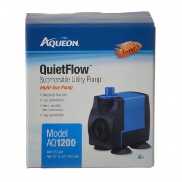 Aqueous Quiet Flow Submersible Utility Pump - A Q 1200 - 106-317 GP H - Fits 1/2 or 3/4 Inch Flex Tube