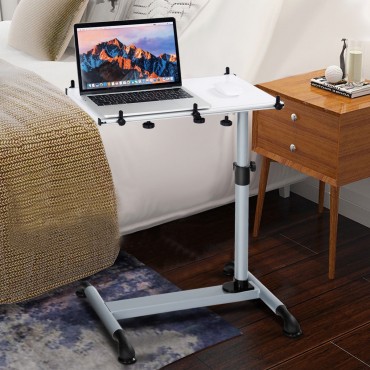 Height Adjustable Mobile Laptop Stand Side Desk With Casters