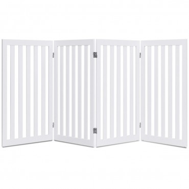 35 Inch. Folding Standing 2/4 Panel Wood Pet Fence - White