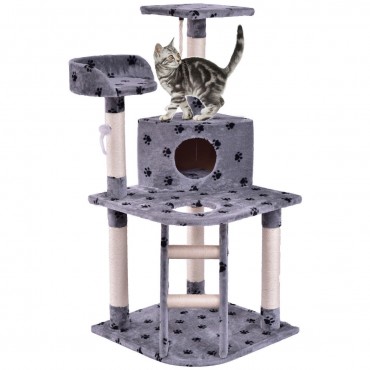 48 In. Cat Tree Pet Kitten Play House W/ Rope and Ladder
