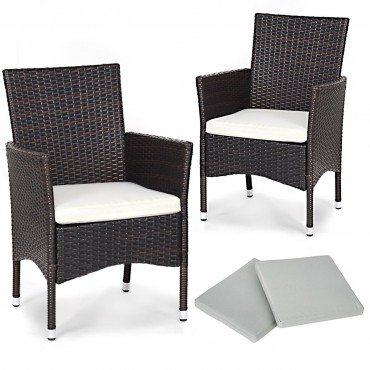 2 Pcs Dining Chairs Set With 2 Cushion Covers