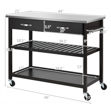 Stainless Steel Rolling Kitchen Island Trolley Cart