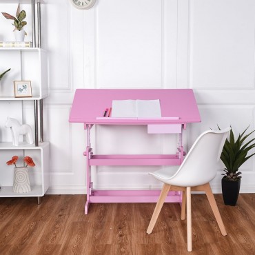 Wooden Adjustable Art Drafting Table With Drawer