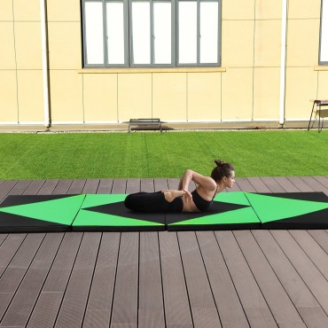 4 Ft. x 10 Ft. x 2 In. Green Thick Folding Panel Gymnastics Mat