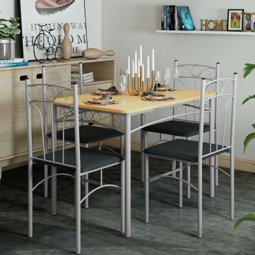 5 Piece Dining Set Table And 4 Chairs With Metal Legs