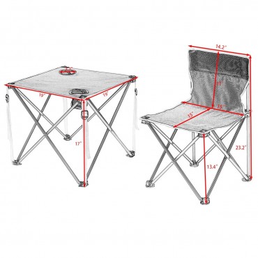Outdoor Camp Portable Folding Table Chairs Set W / Carrying Bag