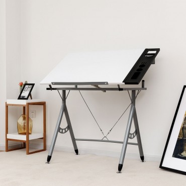 Adjustable Art And Craft Station Drawing Desk W / Side Tray