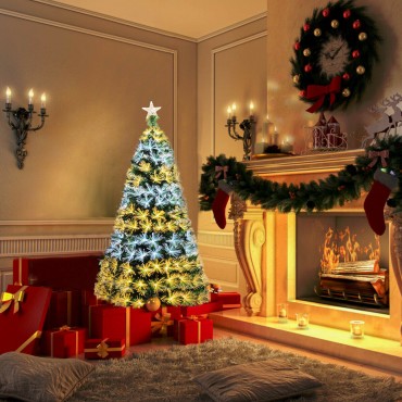 6 Ft. Pre-Lit Fiber Double-Color Lights Optic Christmas Tree