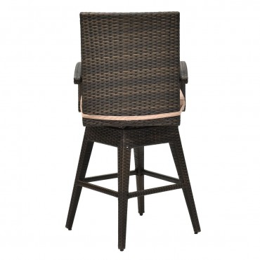 Outdoor Wicker Swivel Bar Stool Chair W / Seat Cushion
