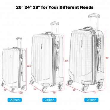 3 Pcs Luggage Travel Set Bag With Lock