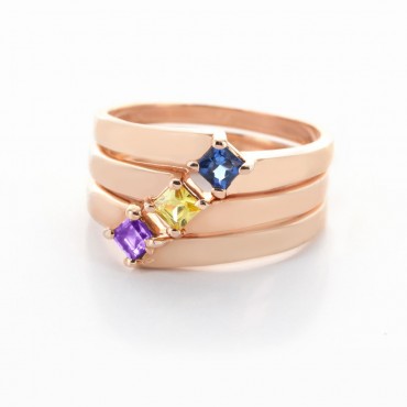 Yellow or Rose Gold over Sterling Silver Stackable Birthstone Rings