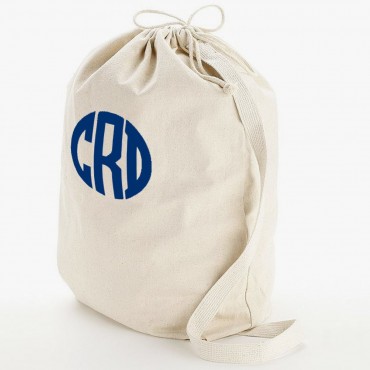 Block Monogram Heavy Canvas Laundry Bag w/ Shoulder Strap