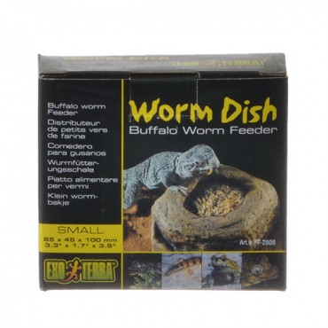 Exo-Terra Worm Dish - Buffalo Worm Feeder - 3.3 in. L x 3.9 in. W x 1.7 in. H