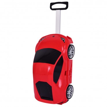 Car Shape 3D Kids Travel Rolling Luggage Trolley